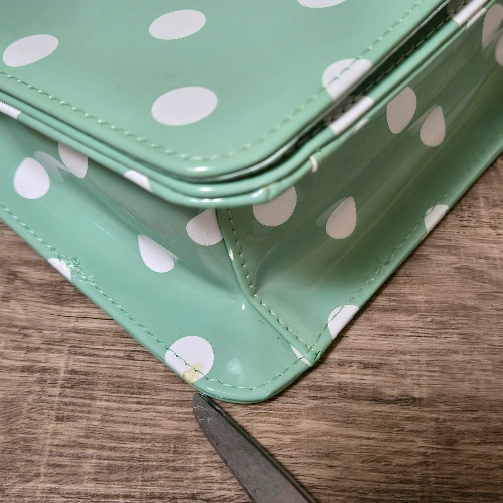 Darling London Matilda Bag Duck Egg Green White Polka Dot Bow Clutch Crossbody - Picture 5 of 16